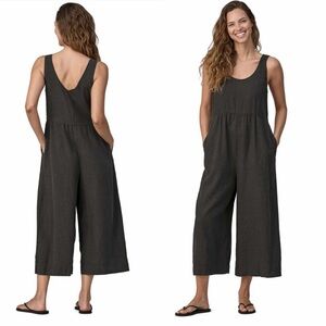 Patagonia Garden Island Jumpsuit NWT Black Hemp Tencel Wide Leg XL
